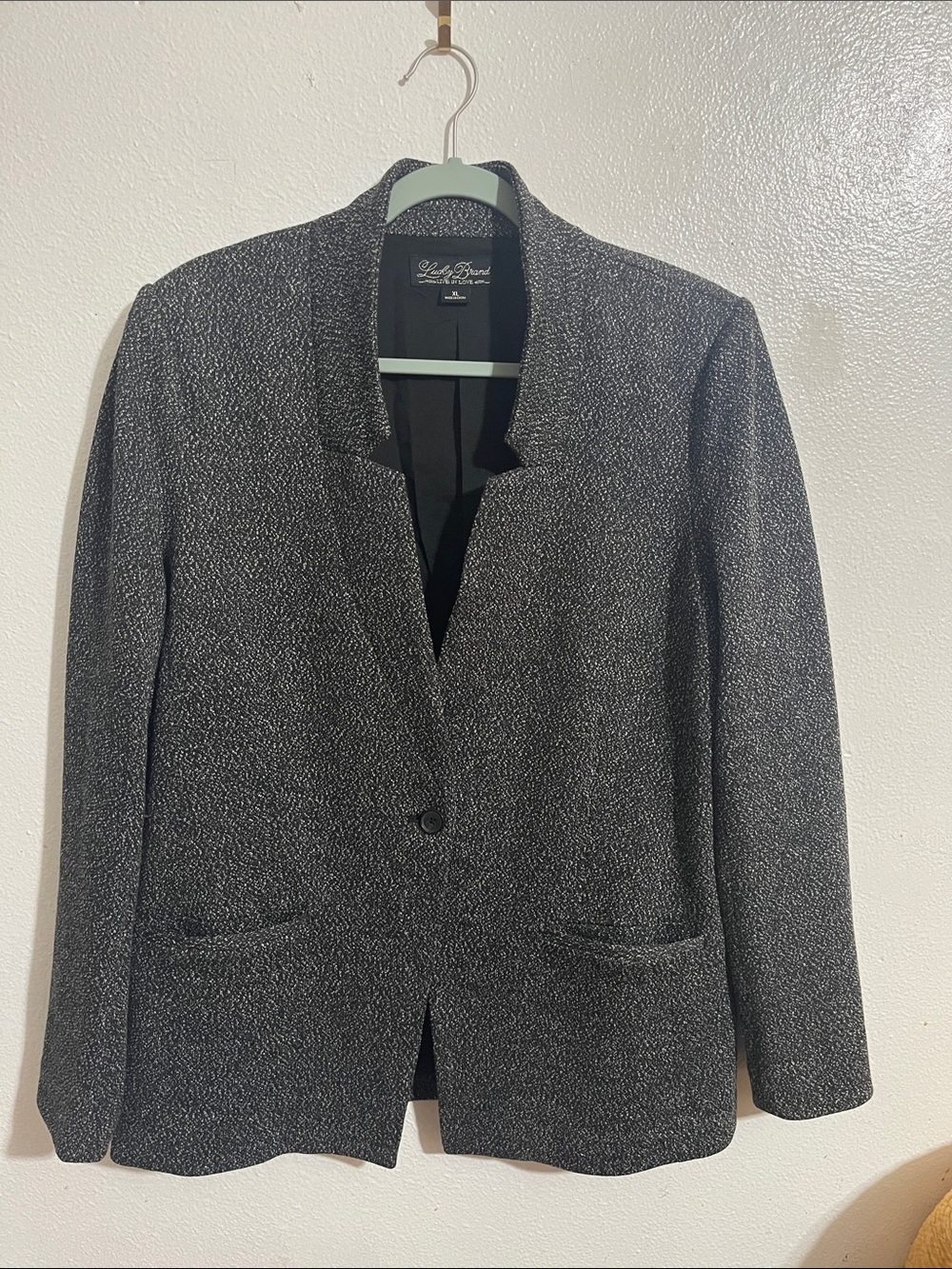 Black Tweed Lucky Brand One-Button Blazer